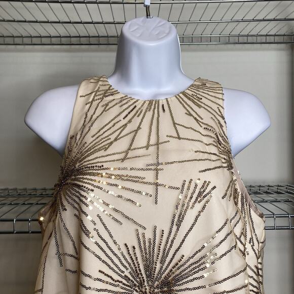 Trina Turk Women's‎ Gold Sequins Embellished Starburst Top Size S Going Out - Picture 7 of 10